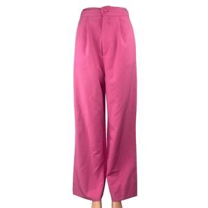 Stradivarius Women's Pink High Rise Pleated Wide Leg Trousers Dress Pants Size 0